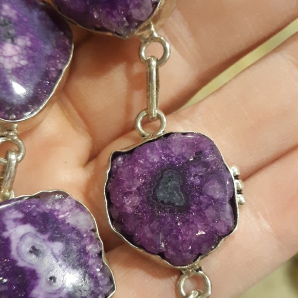 New Purple Solar Quartz 925 Silver Necklace. - Picture 4 of 8